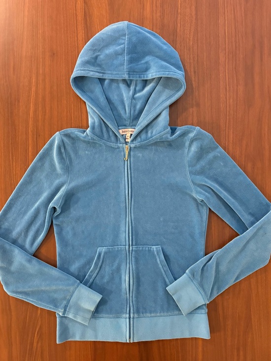 Juicy Couture Sweaters - sky blue Juicy Couture velour zip-up hoodie